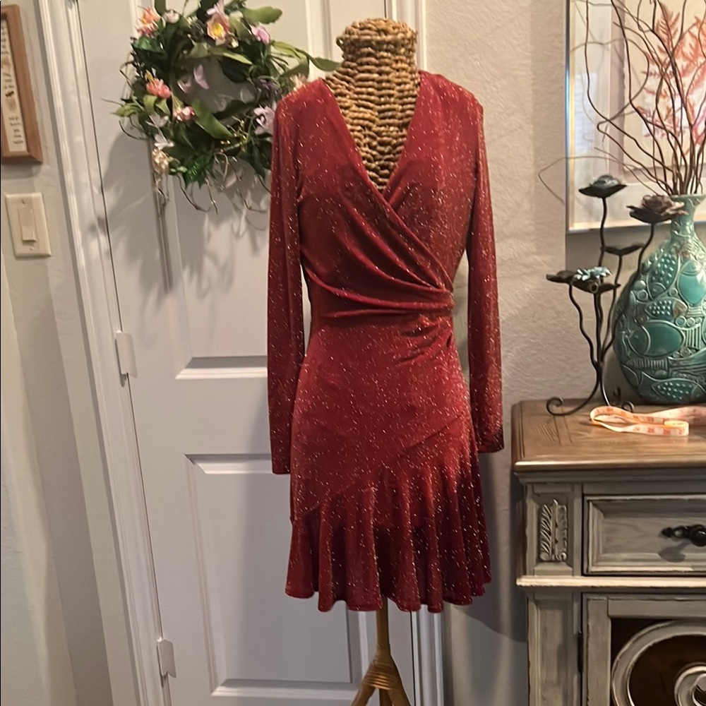 MICHAEL Michael Kors Red Ruched Wrap Dress